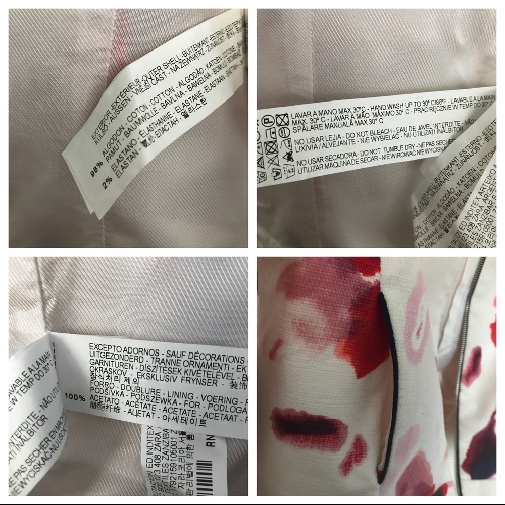 Zara Cotton Abstract Print Floral Moto Jacket XL - Picture 8 of 8